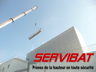 Montage échafaudage volant avec un grue