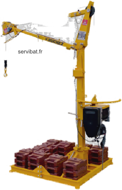 Treuil de levage Huchez, Grue de terrasse pour le BTP (électrique ou essence)